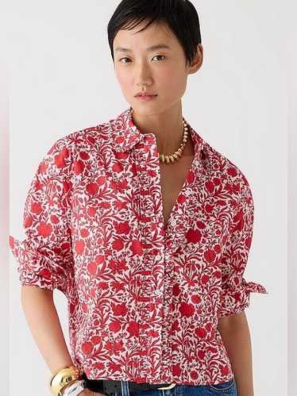 J. Crew Liberty Fabrics Cropped Garcon Shirt in Sambourne Size 10